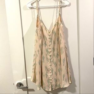 Blush Pink Cactus Print Swing Dress